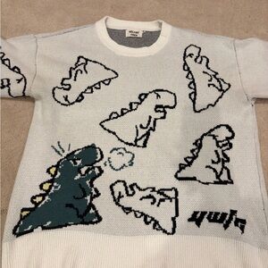Aelfric Eden White and Black Dinosaur Sweater M Unisex